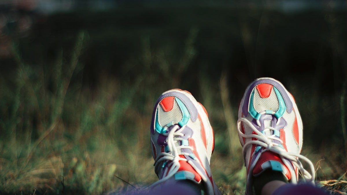 a pair of shoes on grass